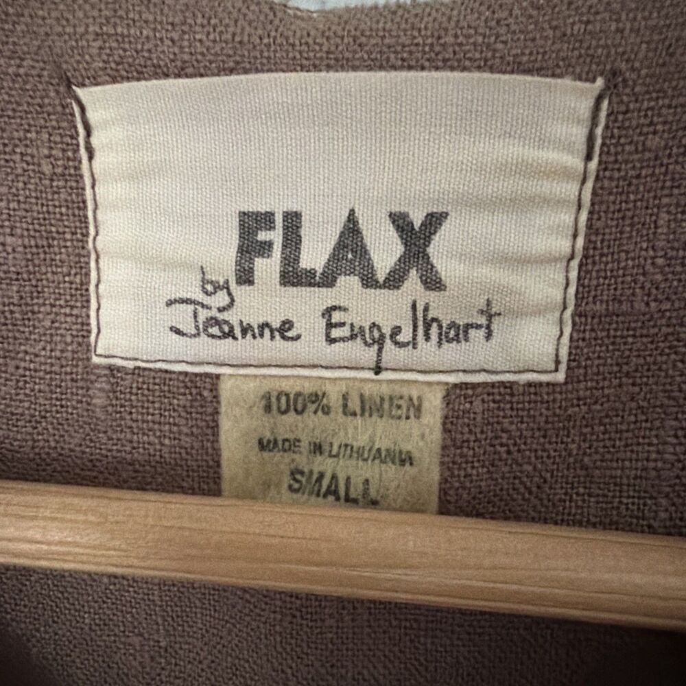 Vintage Flax By Jeanne Engelhart Cropped Raw Edge Best Button 100% Linen Size S - Picture 2 of 10
